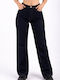 High Waist Women's Jean Trousers in Straight Line Dark Blue