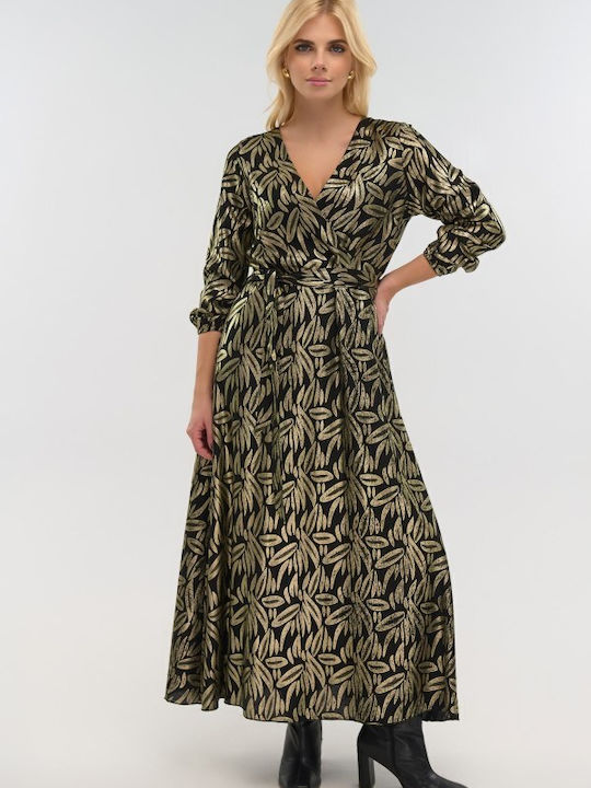 Maxi Abendkleid Wickel Schwarz