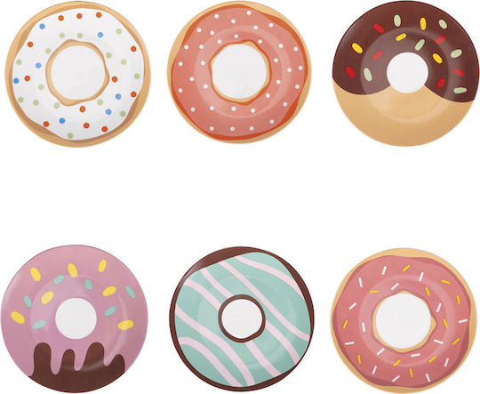 Villa D'Este Donuts Πιάτο Γλυκού από Πορσελάνη Πολύχρωμο 6τμχ