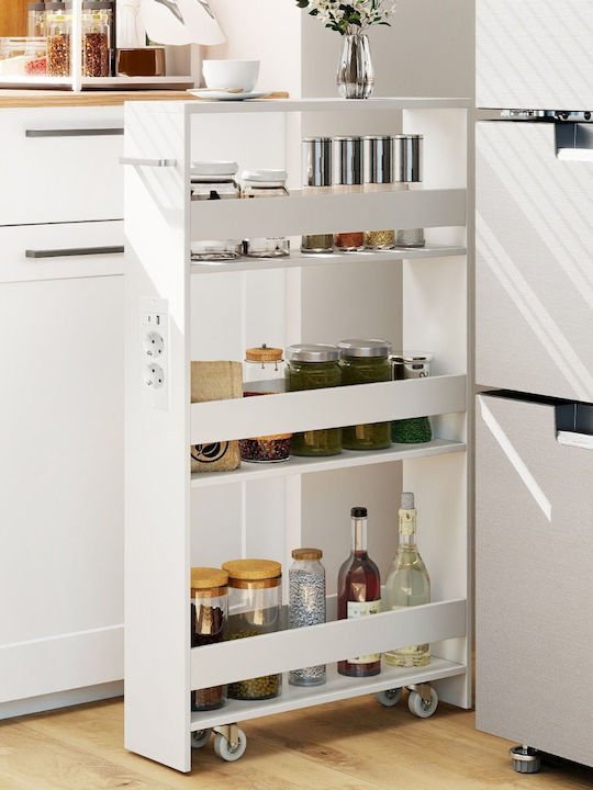 Costway Wooden Kitchen Trolley 5 Tiers White 47.5x13x80.5cm