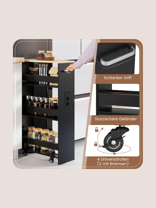 Costway Wooden Kitchen Trolley 4 Tiers Black 47...