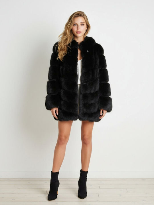 Women's Short Fur Dark Royal Black