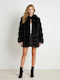 Women's Short Fur Dark Royal Black
