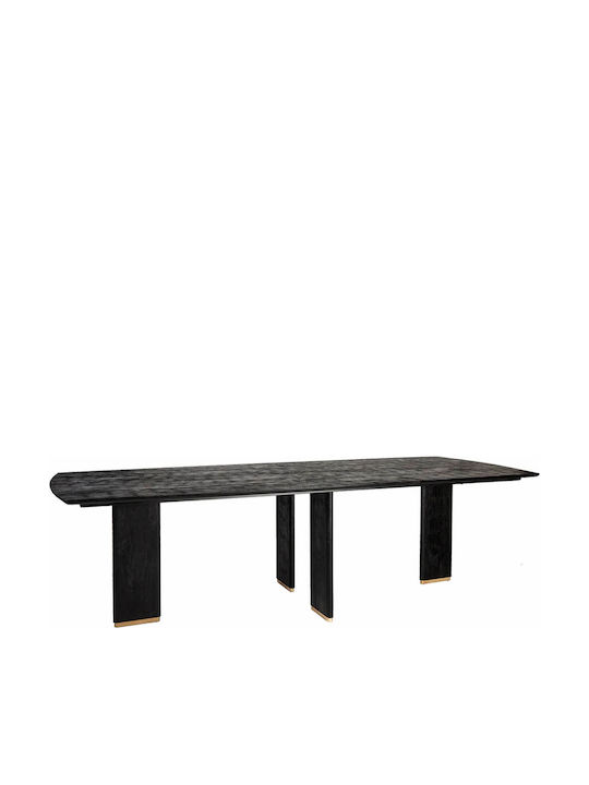 Masă Sala de mese din Lemn Masiv & Metal Negru 240x100x77buc