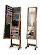 Costway Floor Mirror With Brown Wooden Frame