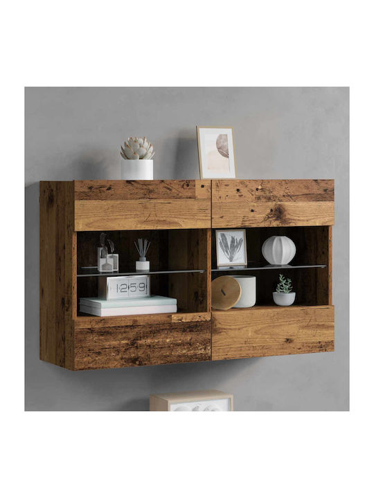 Shelf Wall with LED Old Wood 98.5x30x60.5cm
