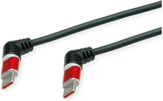 Roline USB 2.0 Kabel Typ-C auf Typ-C Stecker-Stecker 360° Drehbar Schwarz-Rot 1 m