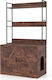 Costway Compact Cat Litter Furniture Bookshelf Entrance Brown Pv10388cf