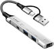 Linq 4-in-1 USB-C Hub 2x USB 2.0 2x USB-C Audio Synchronization Gray