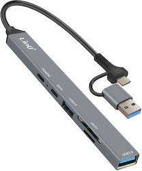 Linq USB-Hub Mit OTG USB-C Power Delivery 60W SD TF Kartenleser Grau Linq USB-Hub Mit OTG USB-C Power Delivery 60W SD TF Kartenleser Grau