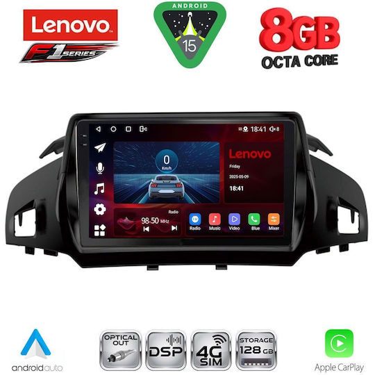 Lenovo Ηχοσύστημα Αυτοκινήτου για Ford Kuga / C-Max 2013-2019 (Bluetooth/USB/WiFi/GPS/Apple-Carplay/Android-Auto) με Οθόνη Αφής 9"