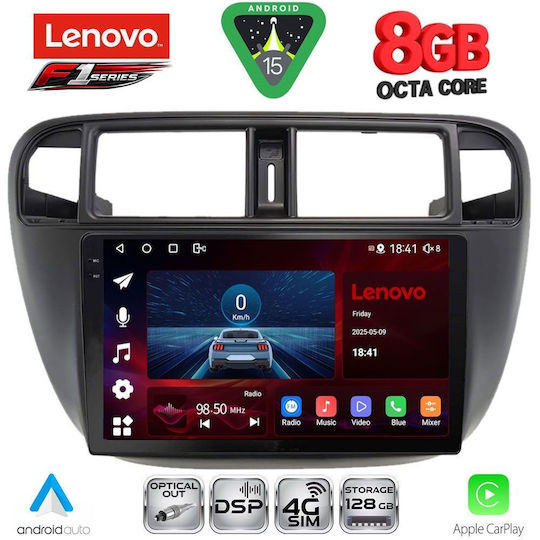 Lenovo Car Audio System for Honda Civic 1995-2001 with A/C (Bluetooth/USB/WiFi/GPS/Apple-Carplay/Android-Auto) with Touch Screen 9"