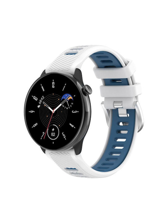 Watch Strap Two Colors Silicone Amazfit Bip 1s 20 Mm White + Blue