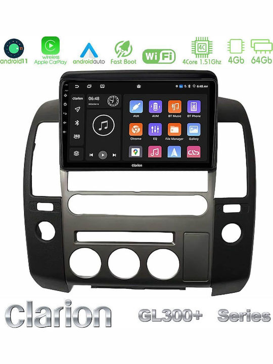 Clarion Car Audio System for Nissan Navara / Pathfinder 2006-2012 (Bluetooth/USB/AUX/WiFi/GPS/Apple-Carplay/Android-Auto) with Touch Screen 9"