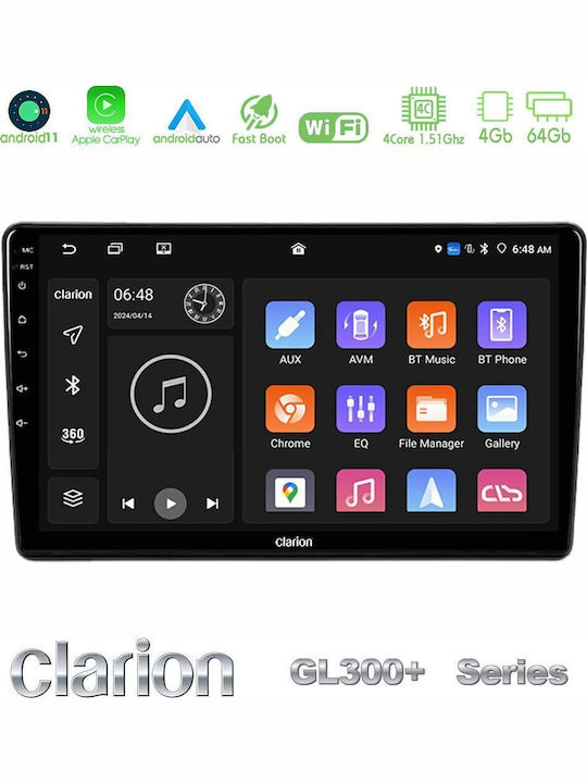 Clarion Car Audio System for Peugeot Partner / Partner Tepee Citroen Berlingo 2008-2018 (Bluetooth/USB/AUX/WiFi/GPS/Apple-Carplay/Android-Auto) with Touch Screen 9"