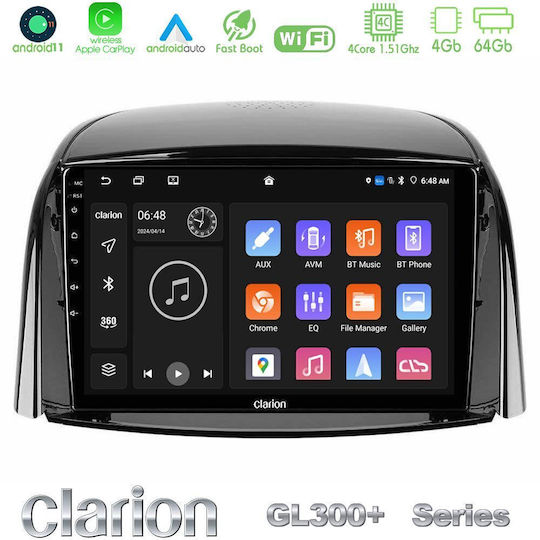 Clarion Car Audio System for Renault Koleos 2007-2015 (Bluetooth/USB/AUX/WiFi/GPS/Apple-Carplay/Android-Auto) with Touch Screen 9"