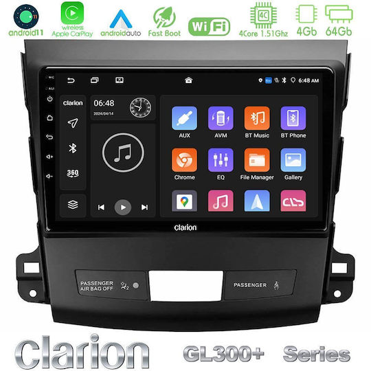 Clarion Car Audio System for Peugeot 4007 Mitsubishi Outlander Citroen C-Crosser 2007-2012 Bluetooth USB AUX Wi-Fi GPS Apple CarPlay Android Auto with 9 Inch Touch Screen