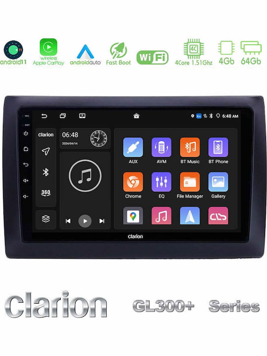 Clarion Car Audio System for Fiat Stilo 2001-2008 (Bluetooth/USB/AUX/WiFi/GPS/Apple-Carplay/Android-Auto) with Touch Screen 9"