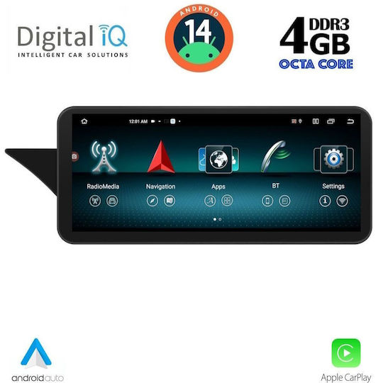 Digital IQ Car Audio System for Mercedes-Benz GLK 2013-2016 (Bluetooth/USB/AUX/WiFi/GPS/Apple-Carplay/Android-Auto) with Touch Screen 12.3"
