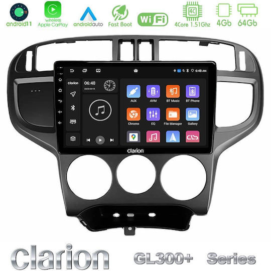 Clarion Car Audio System for Hyundai Matrix 2001-2010 (Bluetooth/USB/AUX/WiFi/GPS/Apple-Carplay/Android-Auto) with Touch Screen 9"