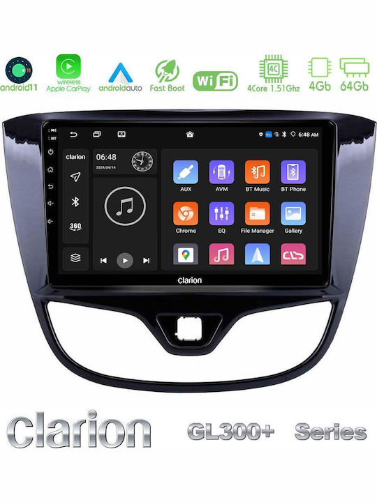 Clarion Car Audio System for Opel Karl 2017-2019 (Bluetooth/USB/AUX/WiFi/GPS/Apple-Carplay/Android-Auto) with Touch Screen 9"