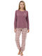 Lovelx Homewear Χειμερινό Γυναικείο Σετ Πιτζάμας Βαμβακερό Σάπιο Μήλο