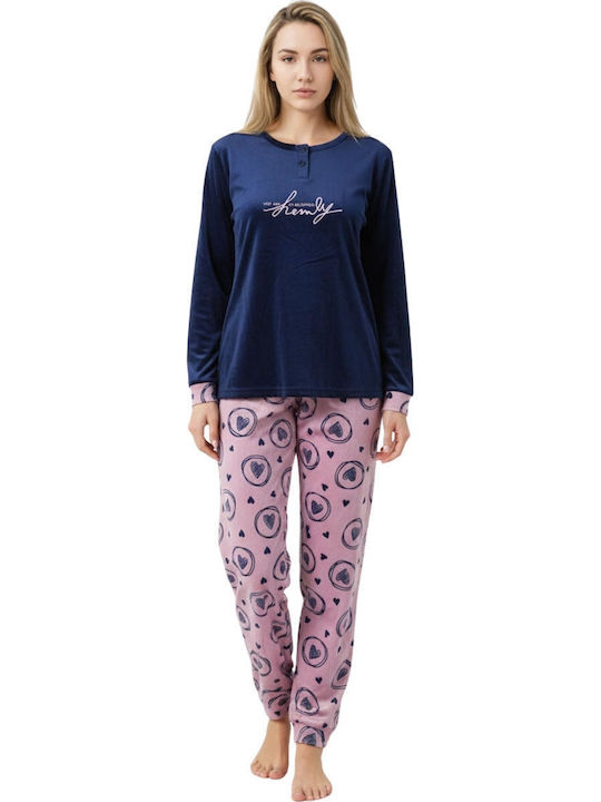 Lovelx Homewear Winter Women's Pyjama Set Blue