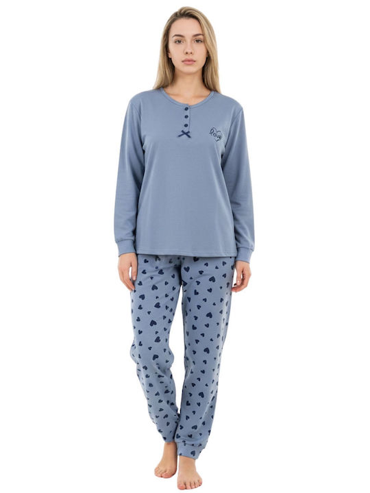 Lovelx Homewear Χειμερινό Γυναικείο Σετ Πιτζάμας Βαμβακερό Ραφ