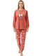Lovelx Homewear Χειμερινό Γυναικείο Σετ Πιτζάμας Πορτοκαλί