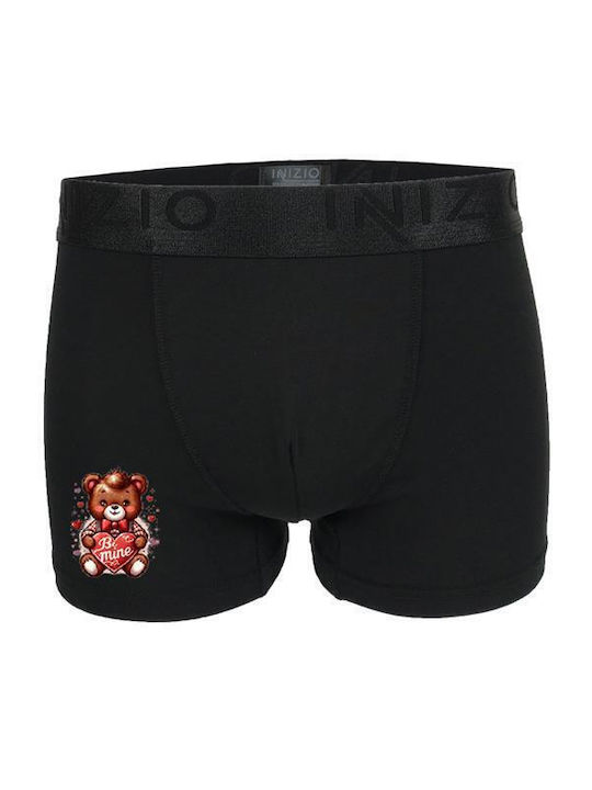 Inizio Men's Boxer Black with Patterns