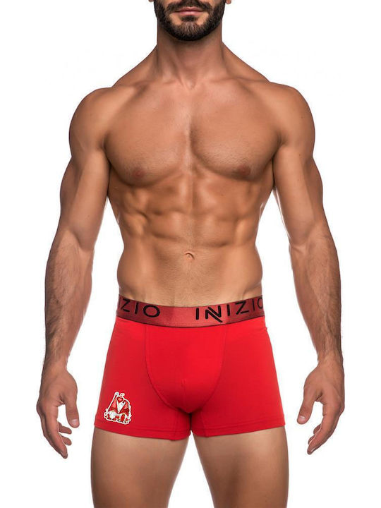 Inizio Men's Boxer Red with Patterns