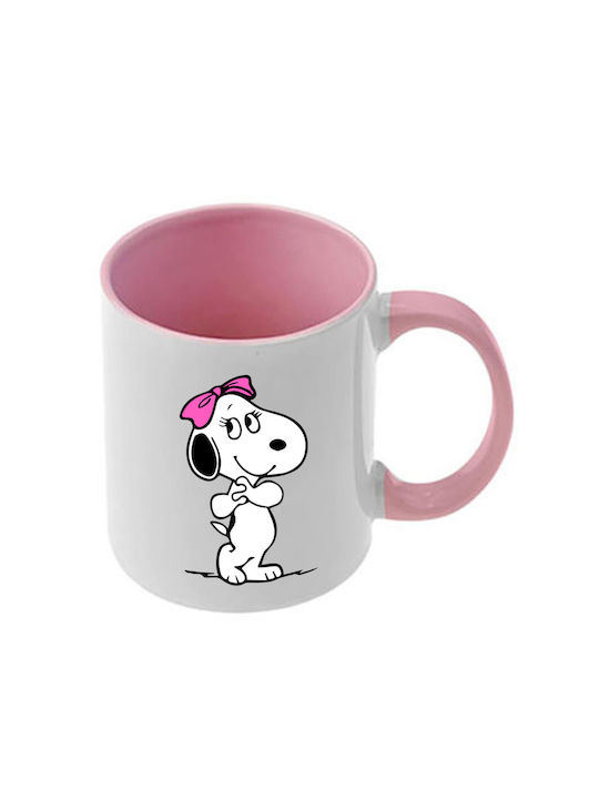 Snoopy Rosa Tasse Mit Griff Und Innerem