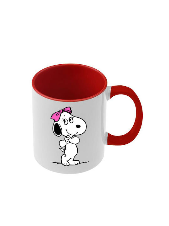 Snoopy Tasse Rote Griff Innenseite