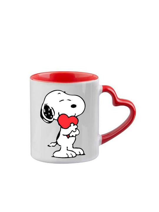 Snoopy Tasse Rote Griff Herz Innen