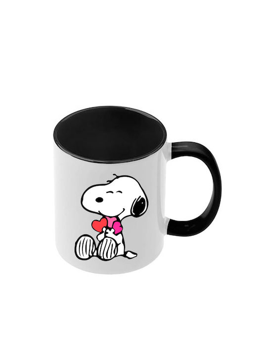 Snoopy Schwarze Tasse Mit Griff Innen