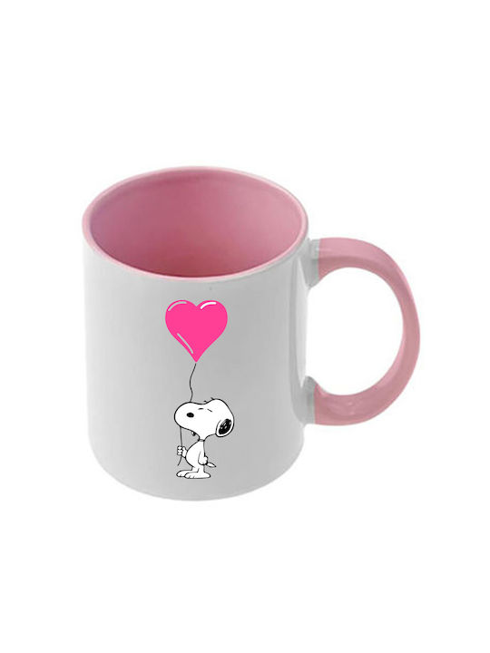 Snoopy Rosa Tasse Mit Griff Und Innerem