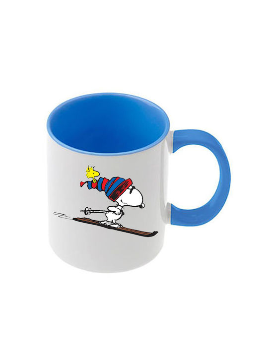Snoopy Blaue Tasse Mit Griff Innen