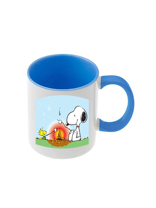 Snoopy Blaue Tasse Mit Griff Innen