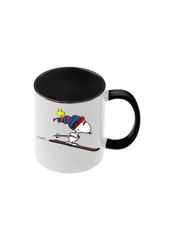 Snoopy Schwarze Tasse Mit Griff Innen