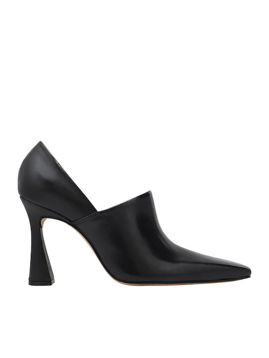 Leder Pumps mit hohem Absatz Schwarz