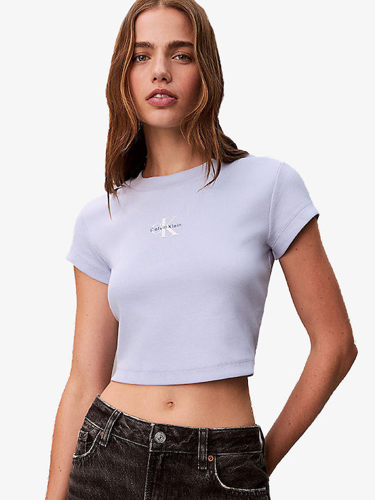 Calvin Klein Damen Crop T-Shirt Flieder