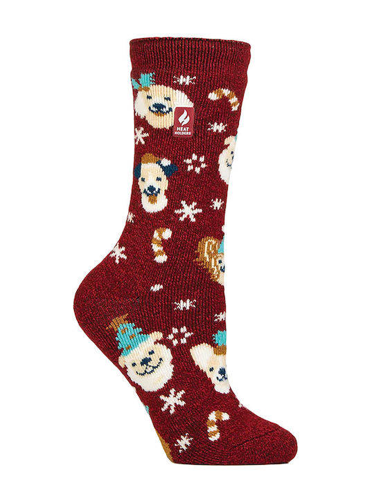 Heat Holders Women's Christmas Socks Burgundy