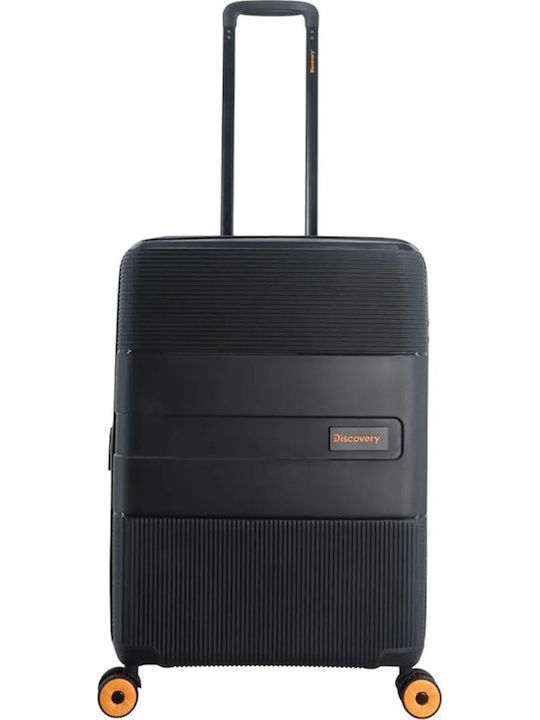 Discovery Medium Travel Suitcase Hard Black with 4 Wheels Height 67cm DL02HO.60.06