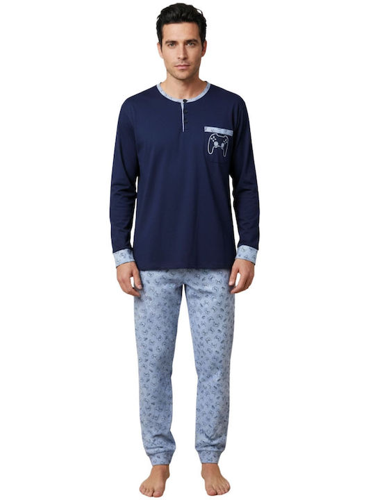 Lovelx Homewear Men's Winter Pajamas Set Blue