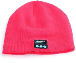 Beanie Unisex Σκούφος Με Ακουστικά Πλεκτός σε Ροζ χρώμα