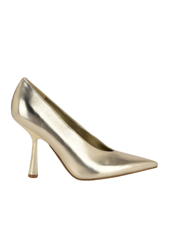 Synthetic Leather Gold High Heels Korela3