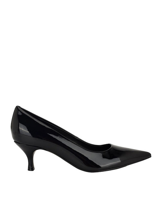 Synthetic Leather Black Medium Heels Sisko8