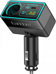 Earldom Φορτιστής Αυτοκινήτου με Θύρες 1xUSB-A 1xType-C 1xΑναπτήρα και Καλώδιο Ενσωματωμένο