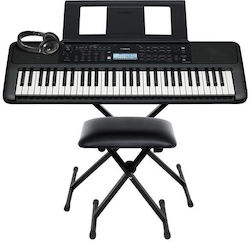 Yamaha Αρμόνιο PSR-E383 με 61 Πλήκτρα με Βάση, Ακουστικά, Σκαμπό και Αναλόγιο Μαύρο Home Βundle IΙΙ