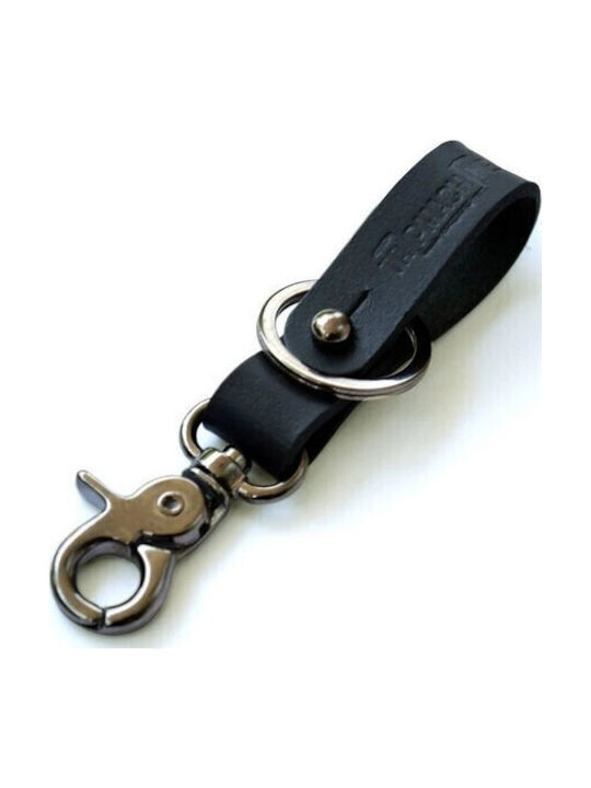Leather Key Fob Keychain Black Metallic Black T...
